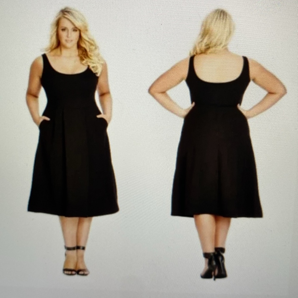 City Chic Classic Longline Knit Sleeveless Skater Black Dress, women’s plus 20
